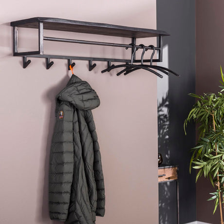 Coat Rack Beckett HomeHaven Black LxBxH 103x37x30 Acacia wood Nnb