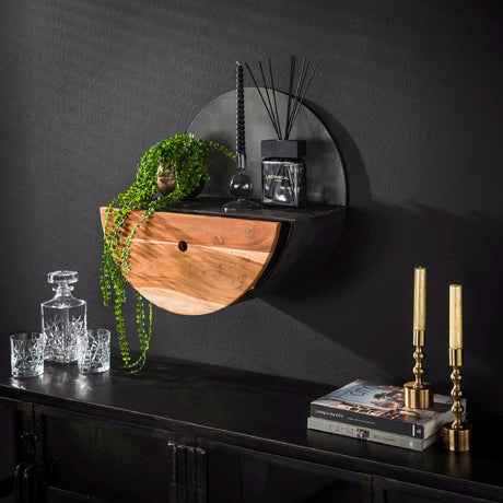 Wall Shelf Enzo HomeHaven Black Acacia wood Nnb