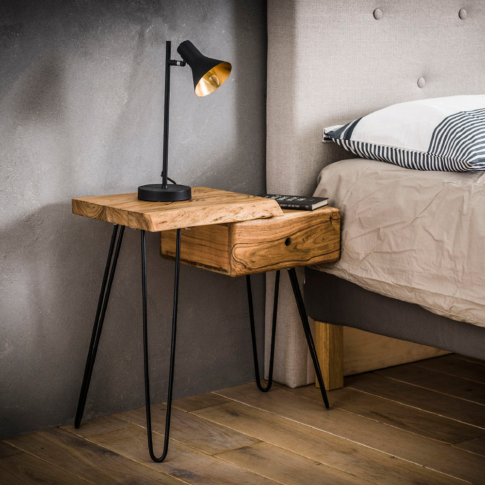 Bedside Table Elio HomeHaven Brown LxBxH 63x42x25 Acacia wood Nnb