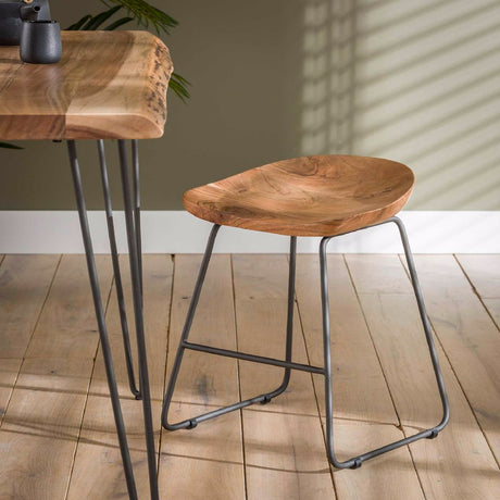 Stool Nave HomeHaven Brown LxBxH 52x45x44 Acacia wood Nnb