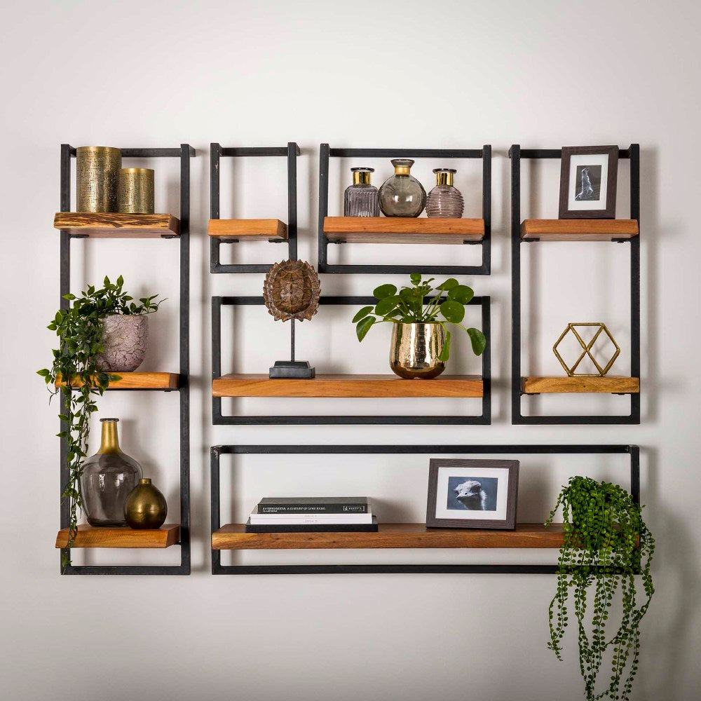 Wall Shelf Elio HomeHaven Brown LxBxH 32x24x12 Acacia wood Nnb