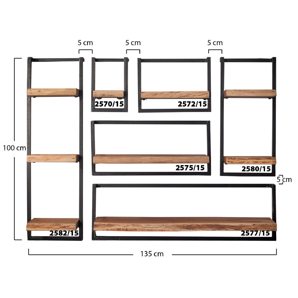 Wall Shelf Elio HomeHaven Brown LxBxH 66x33x11 Acacia wood Nnb