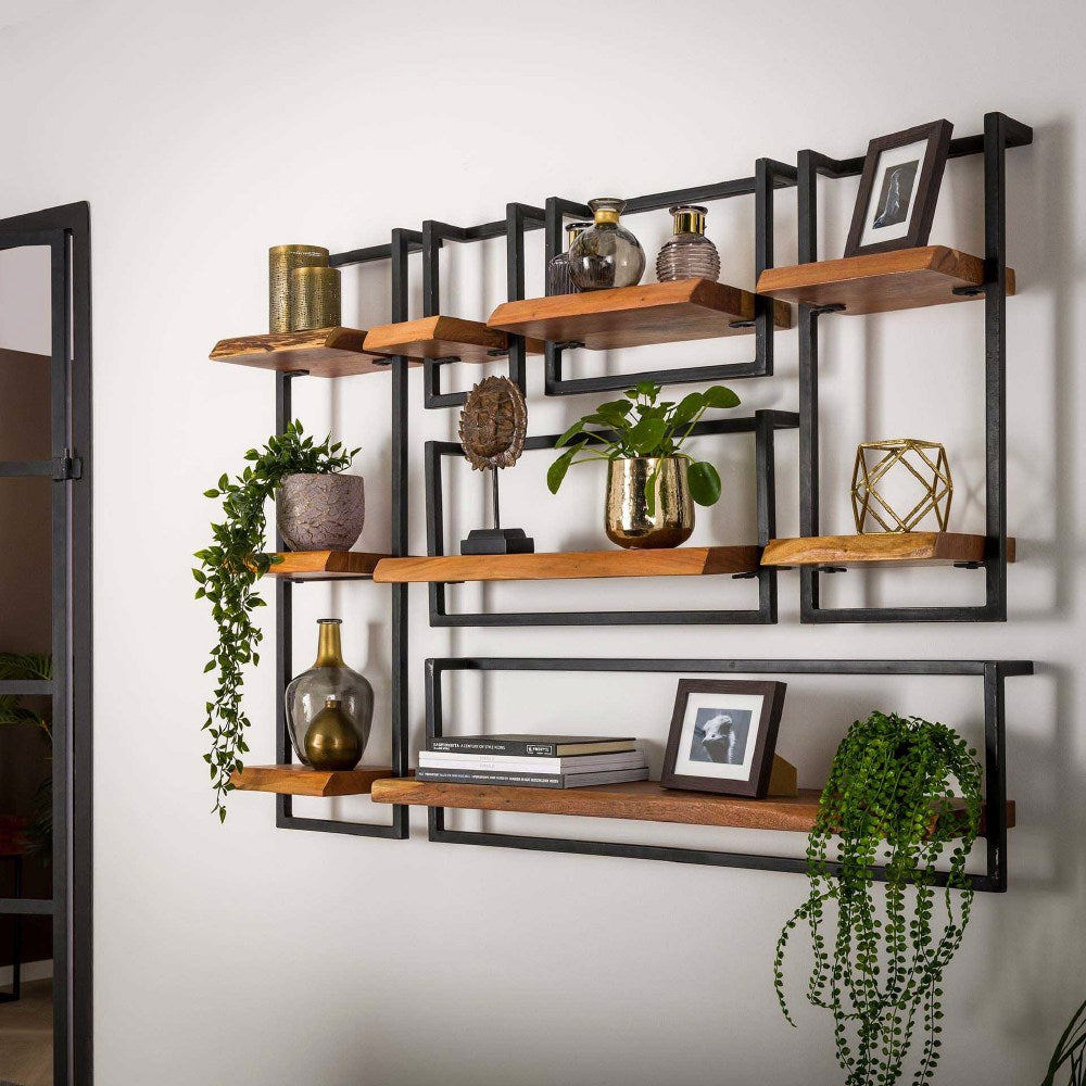 Wall Shelf Elio HomeHaven Brown LxBxH 105x36x13 Acacia wood Nnb