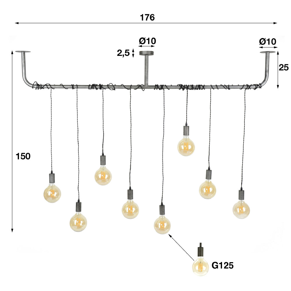 Pendant Light Ross HomeHaven Grey LxBxH 180x33x16 Metal Nnb