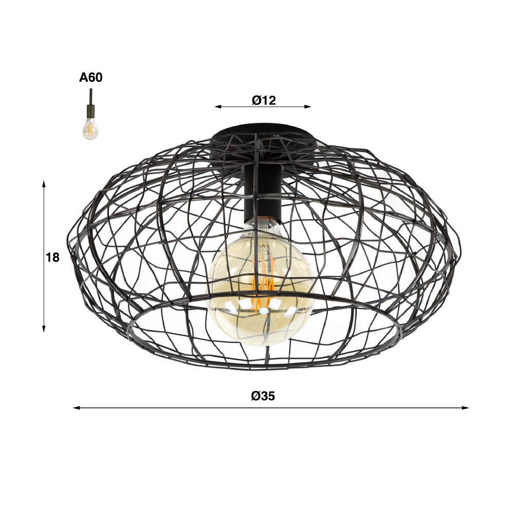 Ceiling Light Mack HomeHaven Black LxBxH 37x37x21 Metal Nnb