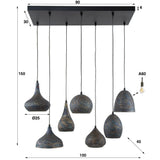 Pendant Light Kenyon HomeHaven Black LxBxH 91x45x36 Metal Nnb